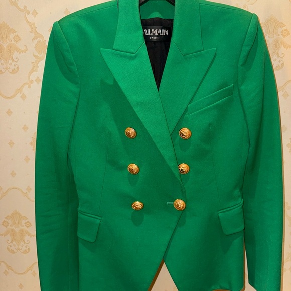 Balmain Emerald Blazer with Gold Accents - Picture 1 of 8